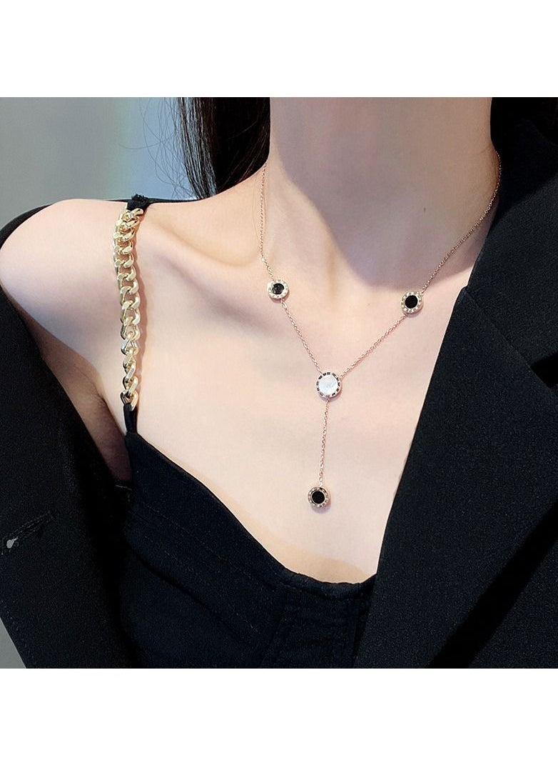 Satinior - Vintage Roman Element Geometric Titanium Steel Necklace - Image 1