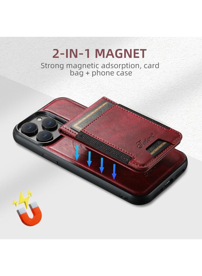 Suteni Case For iPhone 16 Pro Max H17 Oil Eax Leather MagSafe Detachable Wallet Phone Case - Image 5
