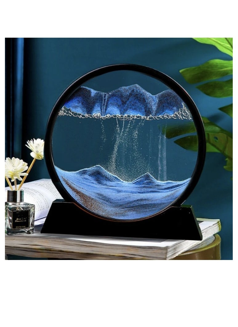 OASIS-TH - Flowing Sand Painting Moving Sand Art Picture Round Glass 3D Deep Sea Sandscape in Motion Display - Image 1
