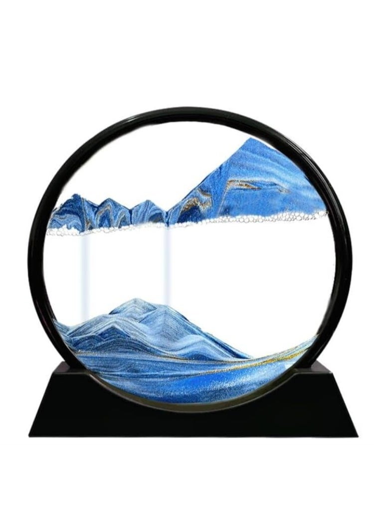 OASIS-TH - Flowing Sand Painting Moving Sand Art Picture Round Glass 3D Deep Sea Sandscape in Motion Display - Image 1