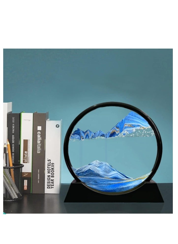 OASIS-TH - Flowing Sand Painting Moving Sand Art Picture Round Glass 3D Deep Sea Sandscape in Motion Display - Image 1