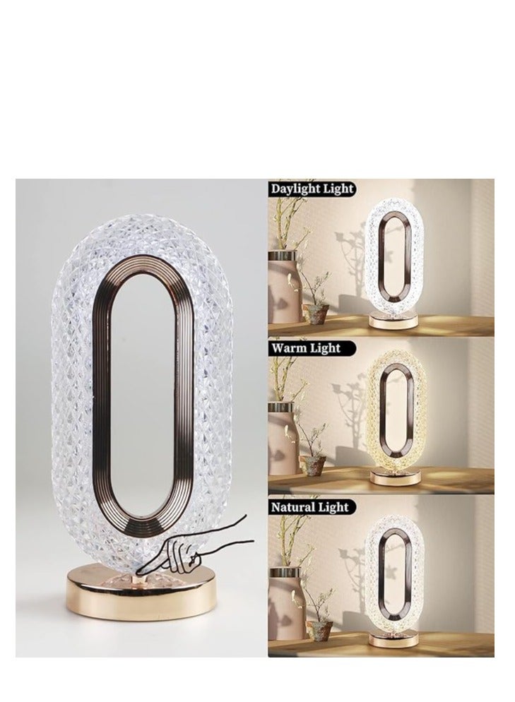 Spaceshoop USB Rechargeable  Dimmable Table Touch Control Crystal Desk Lamp Night Side Lights for Bedroom Living Room - Image 1