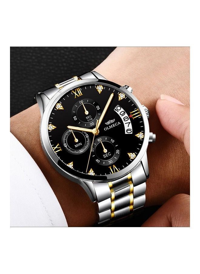 Olmeca steel with quartz waterproof watch between gold and black plate - Image 4