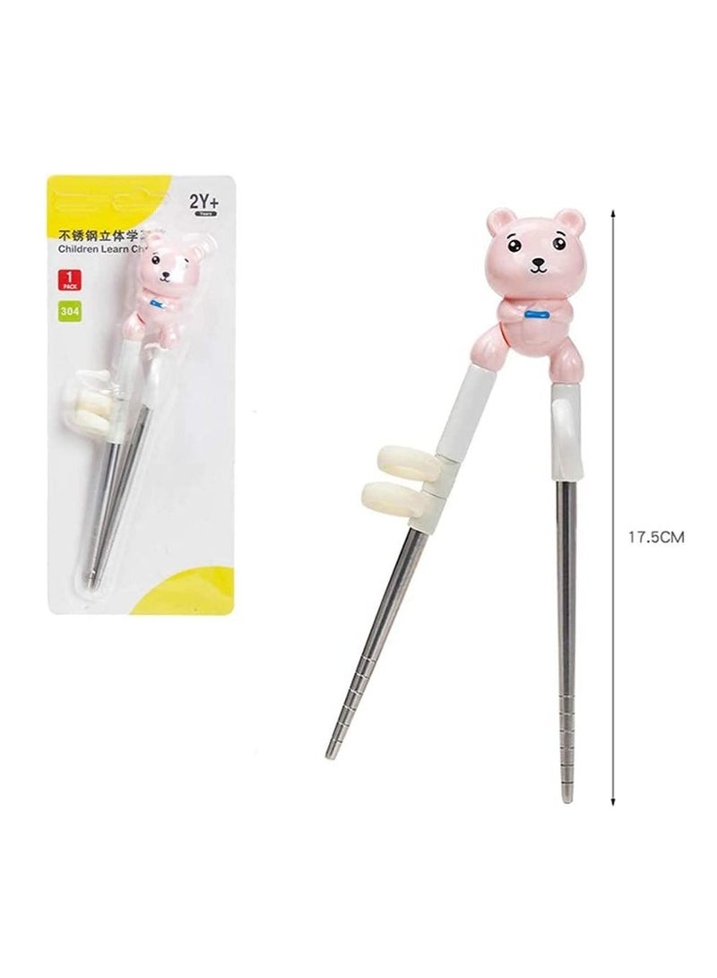 Kids Chopsticks Training SYOSI 3 Pairs Cartoon Stainless Steel Environmental Children's Reusable Set Complementary Tool for Teens Adults - Image 2