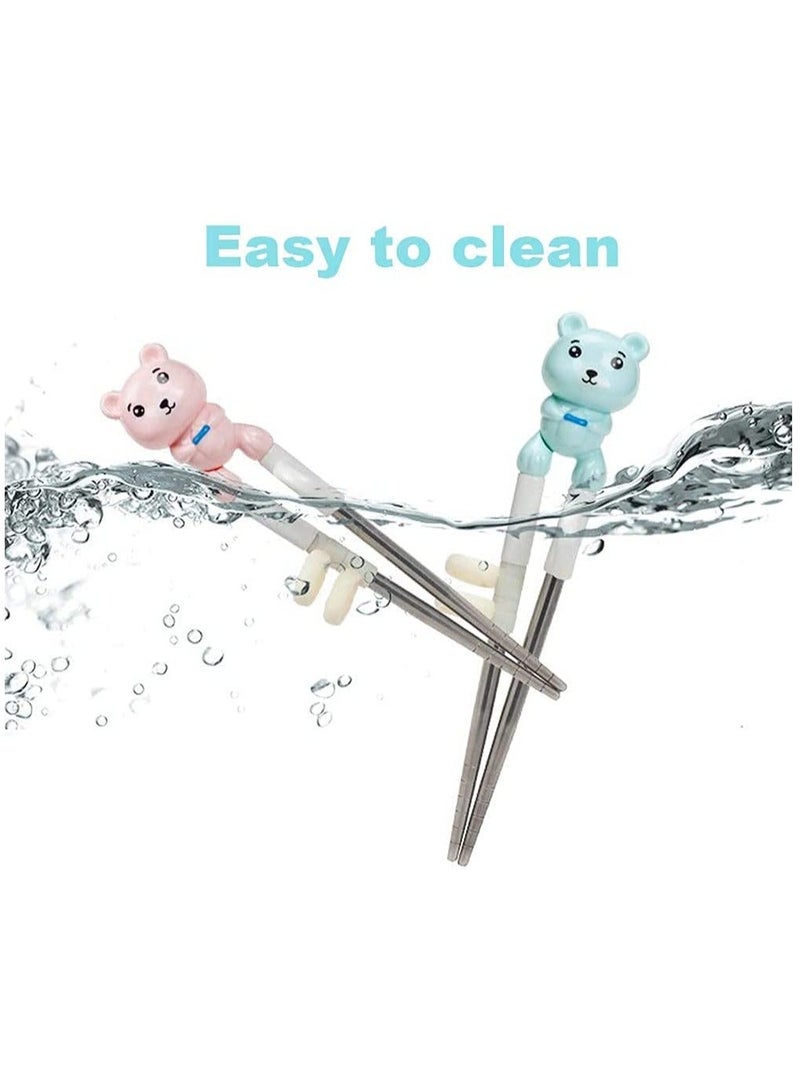 Kids Chopsticks Training SYOSI 3 Pairs Cartoon Stainless Steel Environmental Children's Reusable Set Complementary Tool for Teens Adults - Image 3
