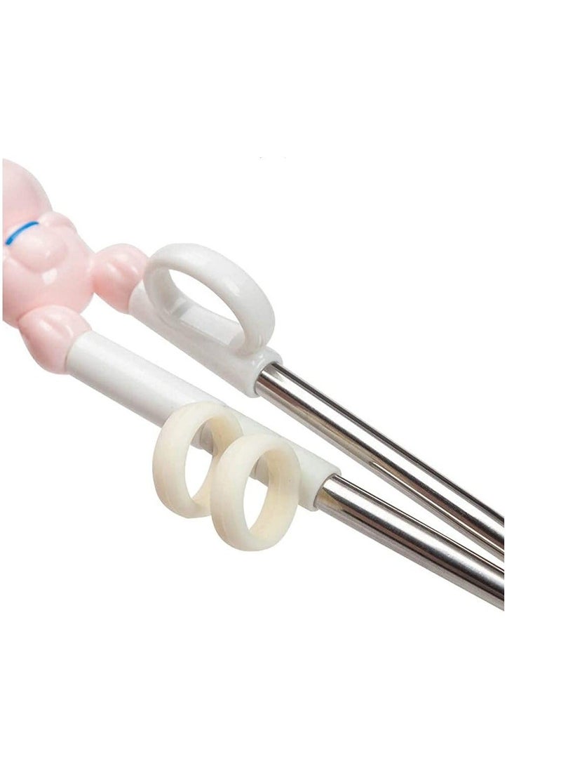 Kids Chopsticks Training SYOSI 3 Pairs Cartoon Stainless Steel Environmental Children's Reusable Set Complementary Tool for Teens Adults - Image 4