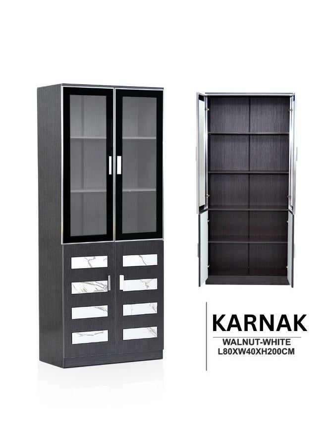 KARNAK Karnak Book Shelf Wooden Bookcase File Rack Storage for Home, Office, School, Library, Study Room, Living Room, Bedroom -Color Walnute & White K-822  - Image 2