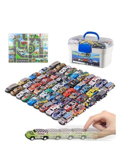 XiuWoo 50PCS Pull Back Cars, Toys for 3 Year Old Boys Girls, Push and Go Toy Race Car Vehicle with Storage Box, Friction Power Diecast Kids Toy Mini Cars, Best Gifts for Party Birthday  - Image 1