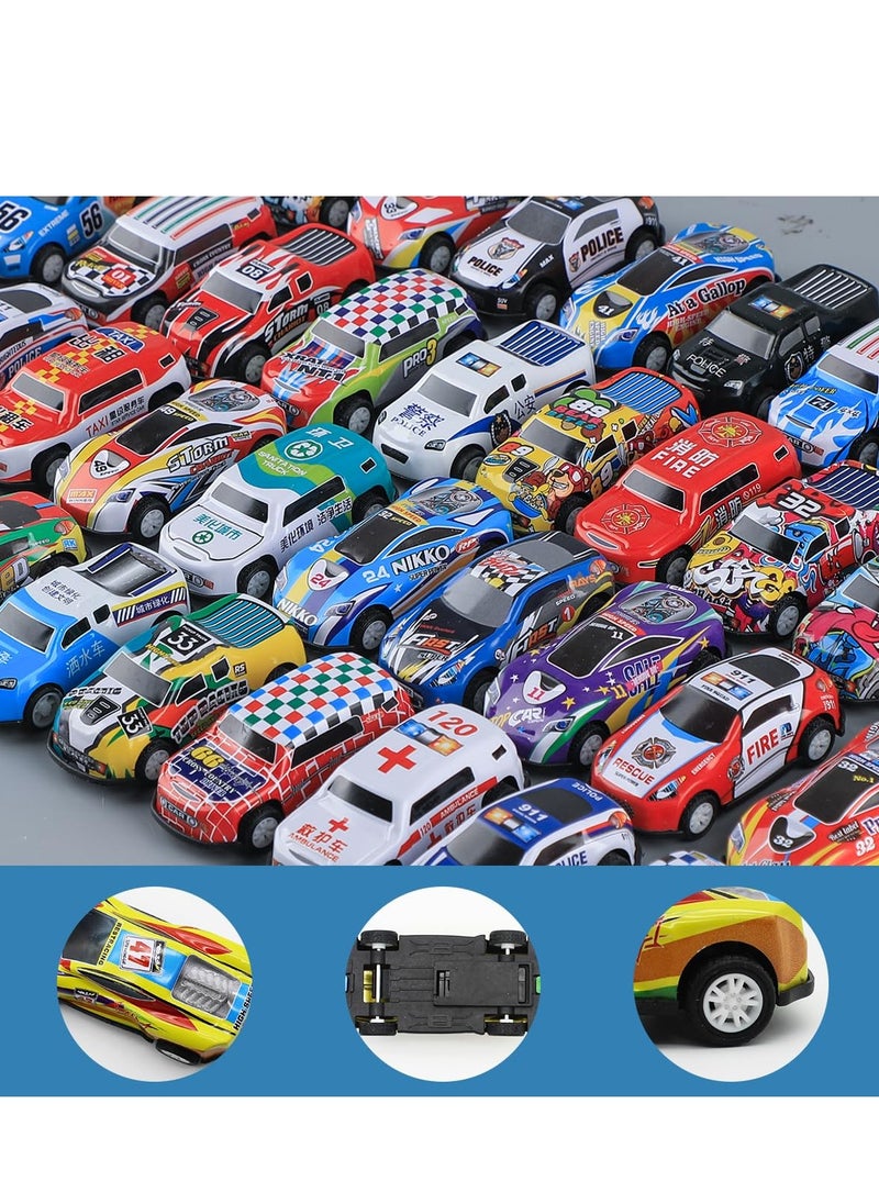 XiuWoo - 50PCS Pull Back Cars, Toys for 3 Year Old Boys Girls, Push and Go Toy Race Car Vehicle with Storage Box, Friction Power Diecast Kids Toy Mini Cars, Best Gifts for Party Birthday - Image 1