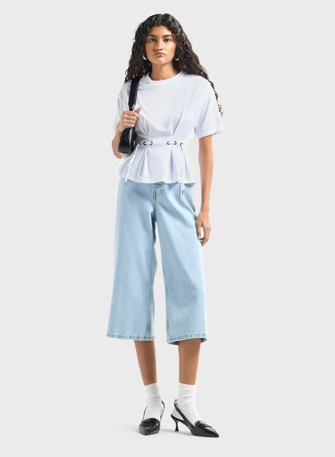 FAV Crew Neck Pleated Top