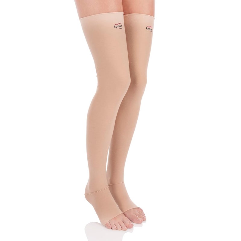 Tynor Medical Compression Stocking Thigh High Class 2 (Pair), Beige, Small, 1 Pair - Image 1