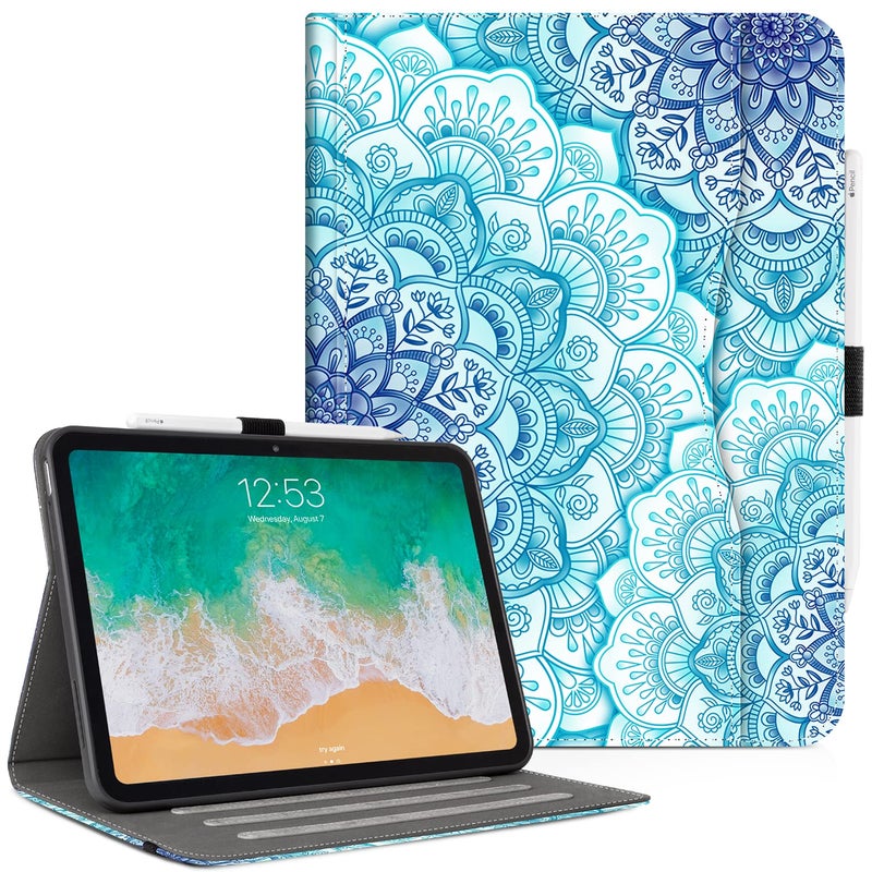 Vimorco Case for iPad A16 11th Generation 2025 for iPad 11th10th Generation Case Faux Leather Protective Adjustable Cover Auto SleepWake Card Pocket with Pencil Holder Green Mandala