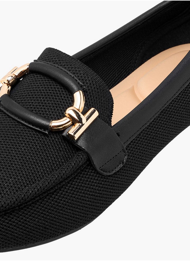 Le Confort Textured Slip-On Loafers with Metal Trim  - Image 4