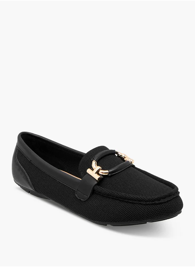لو كونفورت Textured Slip-On Loafers with Metal Trim