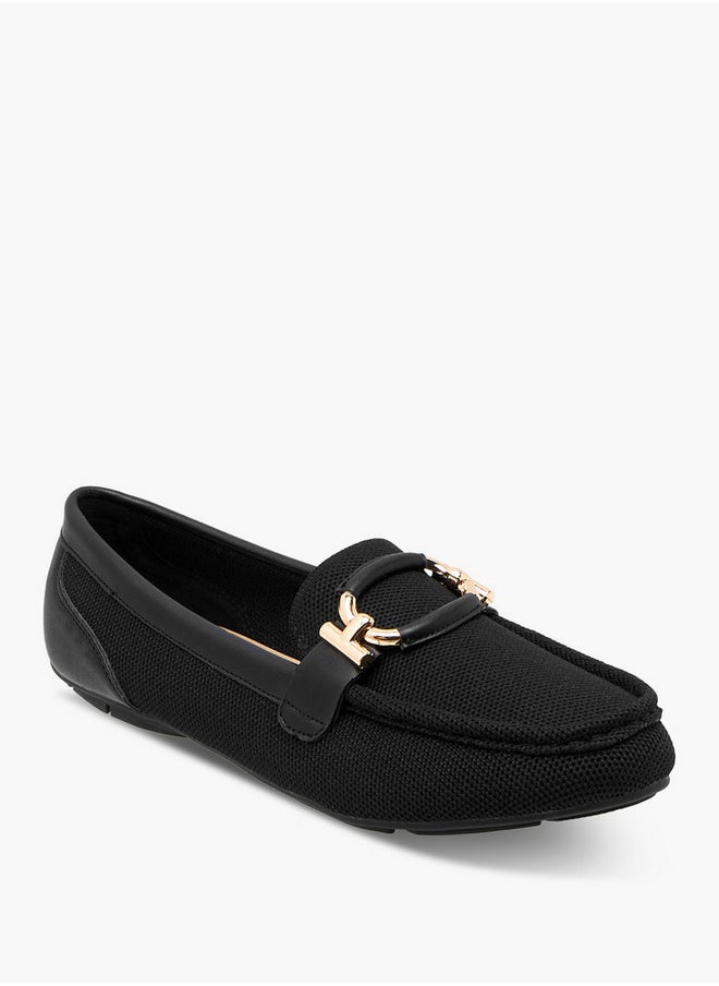 Le Confort Textured Slip-On Loafers with Metal Trim  - Image 2