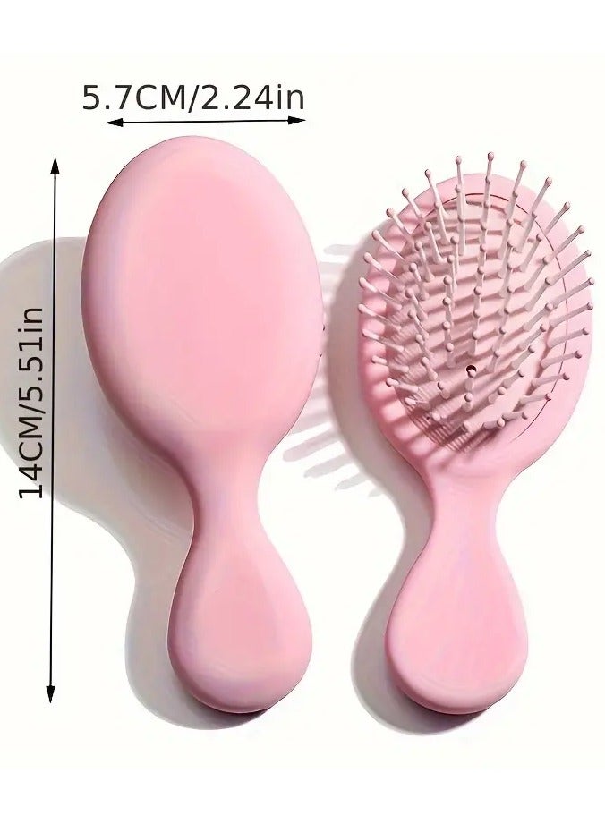 Ucanbe 2-Pack Pink Cushion Hair Brushes - Portable Mini Massage Detangling Comb for Travel & Home Use - Image 2