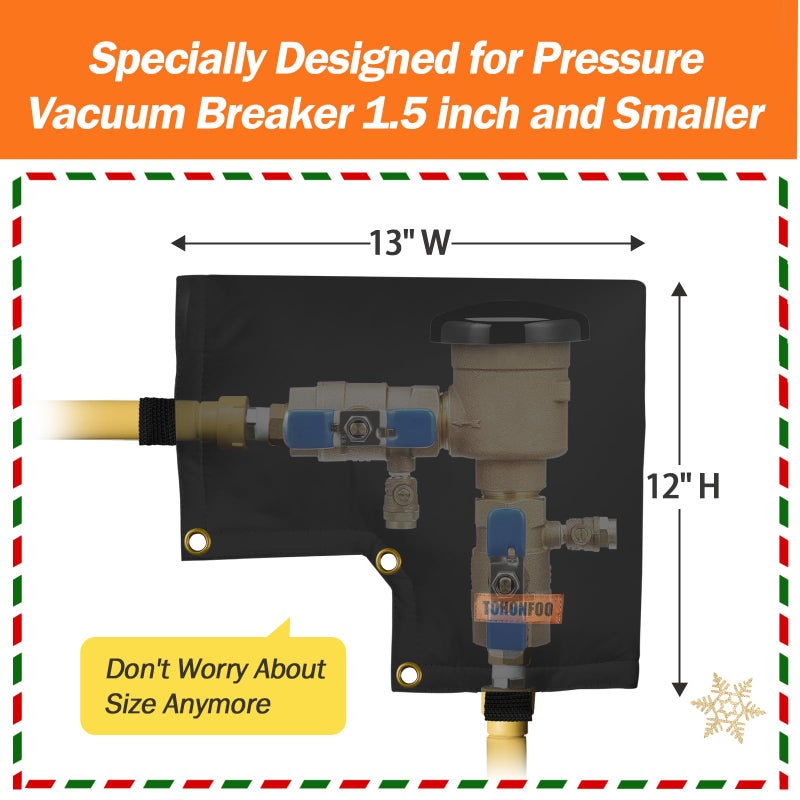 TOHONFOO Insulated Pouch (5F) - Pressure Vacuum Breaker Cover - Winter Water Well Pump & Sprinkler Valve Cover - Protects From Severe Snow & Intense Sun - Image 2