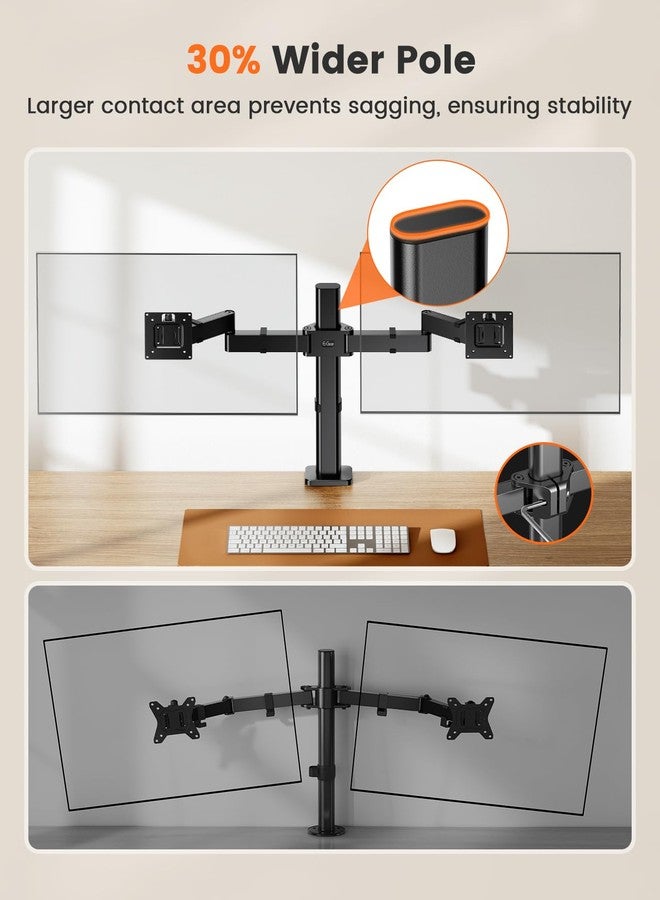 ErGear Dual Monitor Stand, Heavy-Duty Monitor Mounts for 2 Monitors Up to 32", Fully Adjustable with Tiered Arms for Extra Height, Sturdy Design to Minimize Sagging, Supports 22 lbs per Arm - Image 3