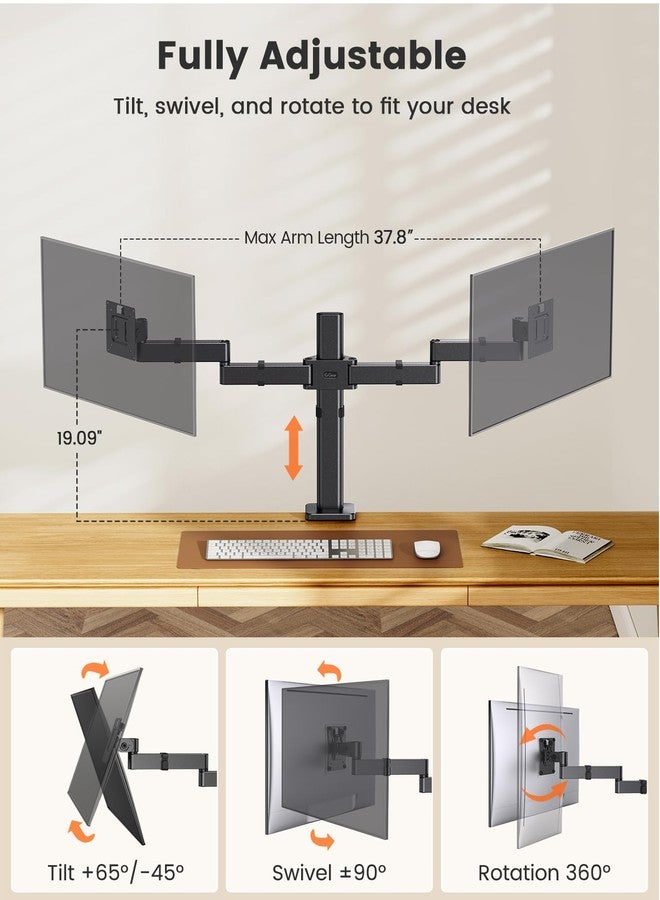 ErGear Dual Monitor Stand, Heavy-Duty Monitor Mounts for 2 Monitors Up to 32", Fully Adjustable with Tiered Arms for Extra Height, Sturdy Design to Minimize Sagging, Supports 22 lbs per Arm - Image 5