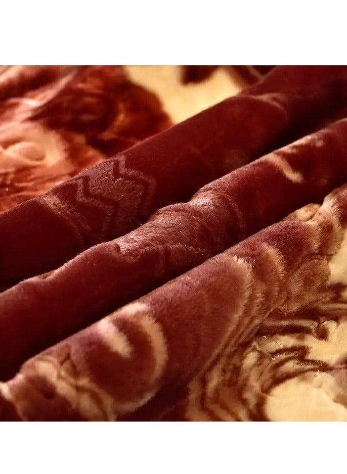 Fluffy king winter thickened raschel blanket double layer blanket wedding blanket outdoor camping travel Polyester Double Layer Solid mink Blanket 200x230CM - Image 2