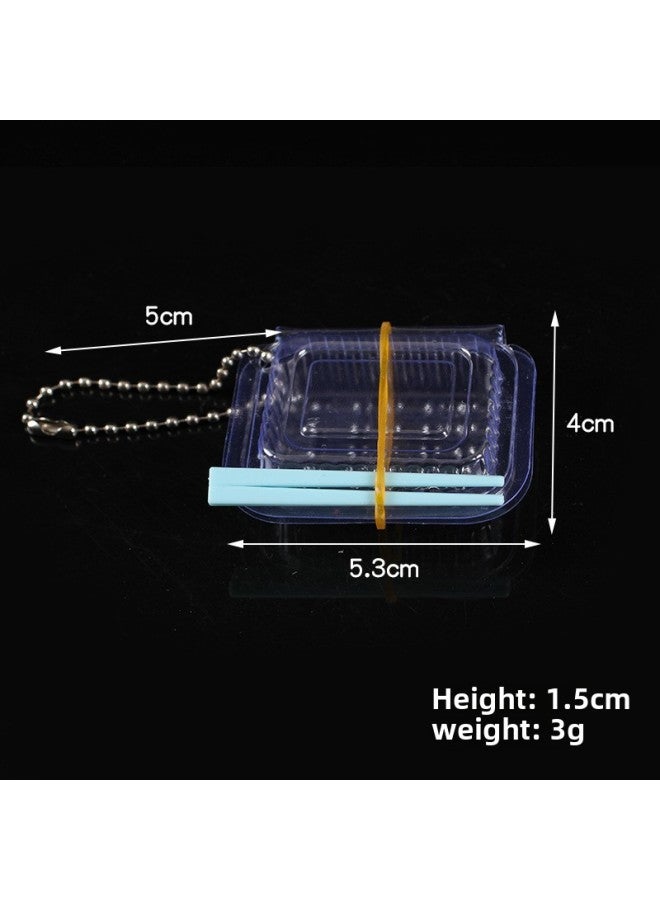 Simulation Transparent Snack Box Model Mini Fruit Box Packing Box Diy Ornaments Doll House Kitchen Toy Accessories-Color:Quick Lunch Box + Blue Chopsticks (silver Bead Chain)  - Image 1
