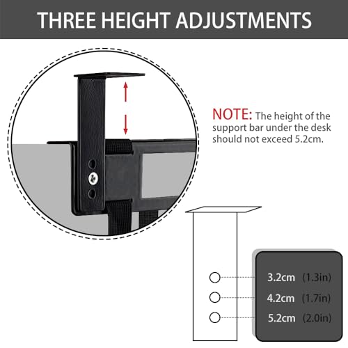 FEYRUN Under Desk PC Mount with Anti Scratch Sponge, Adjustable CPU Holder Bracket for Computer Tower (Black, Fixed) - Image 3