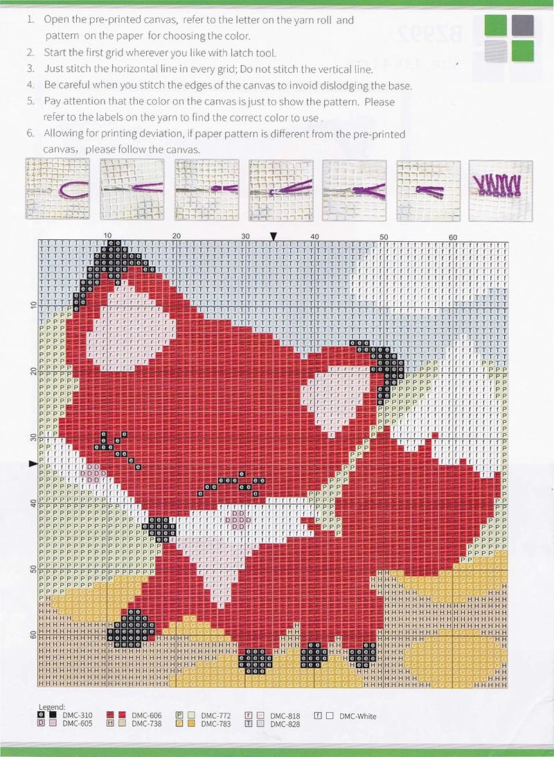 LUBOT 17" X 17" Fox Latch Hook Kits Pillow Cushion Cover Throw Pillow Cover Rug Making Kits DIY Crafts for Adults/Kids with Printed Canvas Pattern Crochet Kit - Image 4