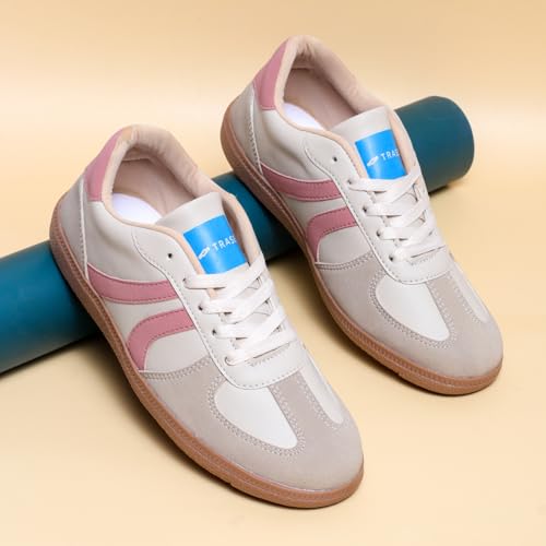 TRASE Casual Sneaker Shoes for Women | Soft Cushioned Insole | Sneakers for Woman | Lightweight | Comfortable | Stylish, Trendy Girls and Women Sneakers with Laces (Cream-Peach, 4 UK) - Image 3