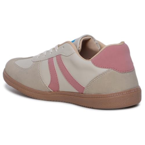 TRASE Casual Sneaker Shoes for Women | Soft Cushioned Insole | Sneakers for Woman | Lightweight | Comfortable | Stylish, Trendy Girls and Women Sneakers with Laces (Cream-Peach, 4 UK) - Image 5