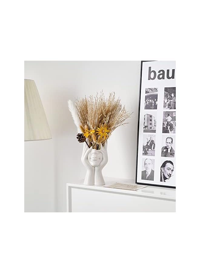The Bros Ceramic Face Vase, Lady Form Head Half Body Bust Vases, White Ceramic Vase, Modern Nordic Style Flower Vase for Table Shelf Living Room Office Decor-A - Image 4