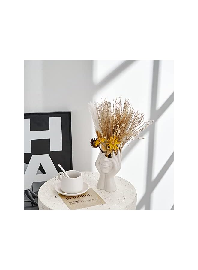 The Bros Ceramic Face Vase, Lady Form Head Half Body Bust Vases, White Ceramic Vase, Modern Nordic Style Flower Vase for Table Shelf Living Room Office Decor-A - Image 5
