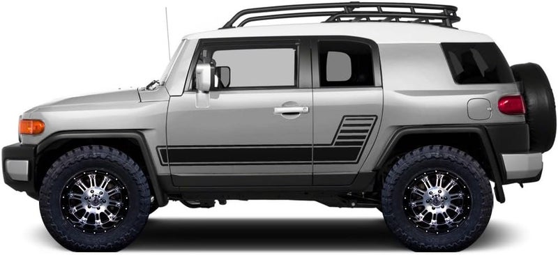 Factory Crafts Gradient Side Stripe Graphics Kit 3M Vinyl Decal Wrap for Toyota FJ Cruiser 2007-2014 - Matte Black - Image 1