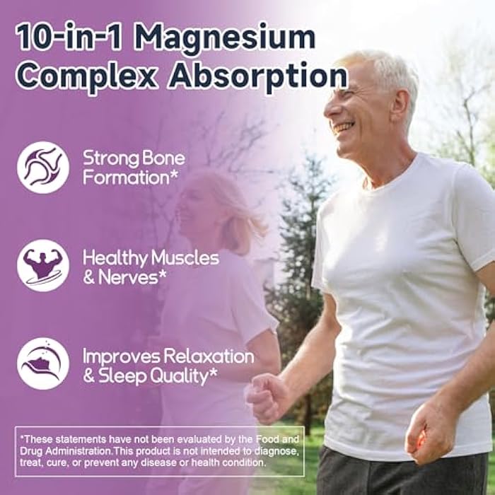 Totaria 10-in-1 Magnesium Complex Supplement with Probiotics Prebiotics & Digestive Enzymes, 100 Billion CFU Probiotics for Women, High Absorption for Muscle, Sleep Calm, Gut & Digestive Health, Vegan Non-GMO - Image 3