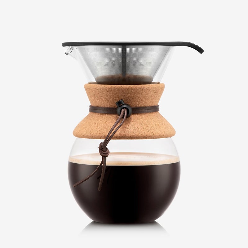 bodum Pour Over Coffee Maker with Permanent Filter, New Cork, 34 OZ - Image 1