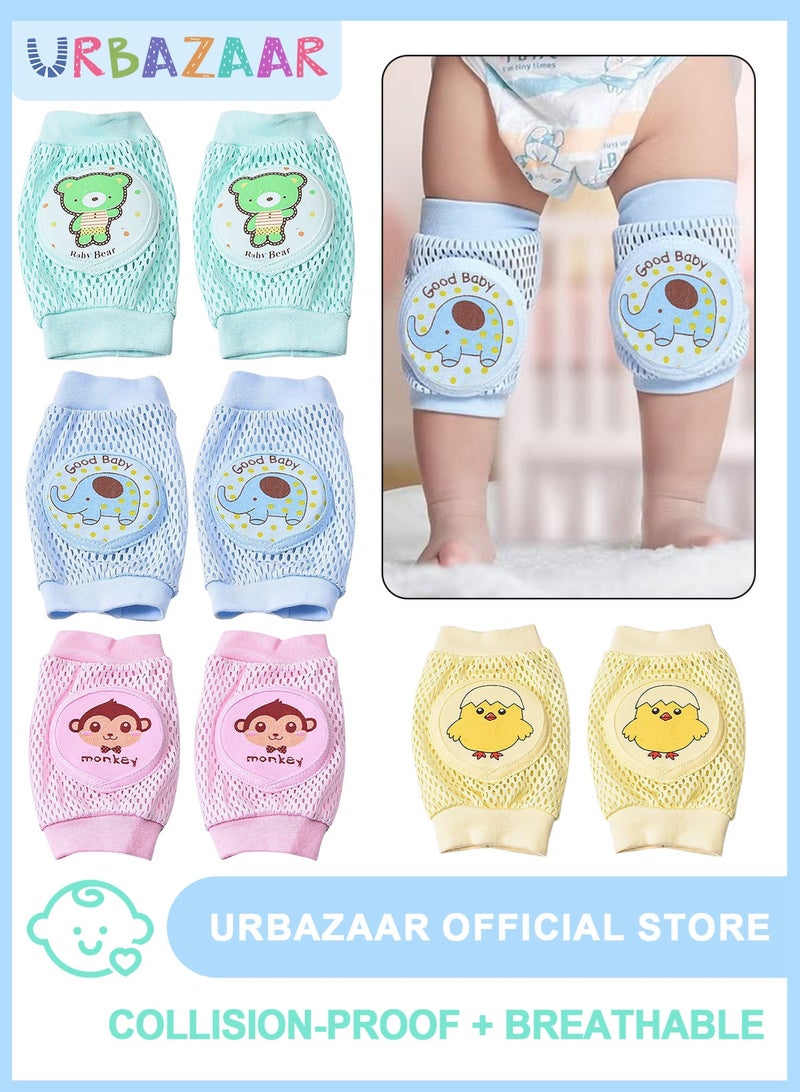 URbazaar Baby Knee Pads for Crawling, Anti-Slip and Protect Toddlers Knees. Knee Warmer and Breathable 3D Mesh for Boys and Girls, 3 6 12 Months Old Baby Must Haves (4 Pairs) - Image 1