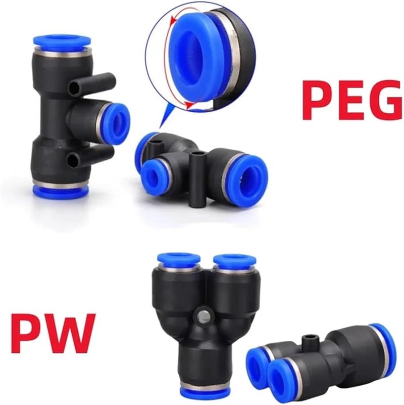 Pneumatic Air Quick Connect Fittings 100pcs Plastic Pipe Joints PEG 12 16 Color - Image 4