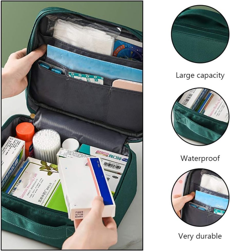 ويوبلز حقيبة إسعافات أولية فارغة، حقيبة تخزين أدوية، حقيبة سفر طوارئ خفيفة الوزن ذات سعة كبيرة، حقيبة أدوية للعائلة، مناسبة للمشي لمسافات طويلة والتخييم وركوب الدراجات (أخضر) - Image 4