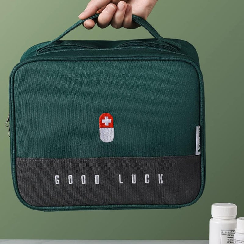 ويوبلز حقيبة إسعافات أولية فارغة، حقيبة تخزين أدوية، حقيبة سفر طوارئ خفيفة الوزن ذات سعة كبيرة، حقيبة أدوية للعائلة، مناسبة للمشي لمسافات طويلة والتخييم وركوب الدراجات (أخضر) - Image 5