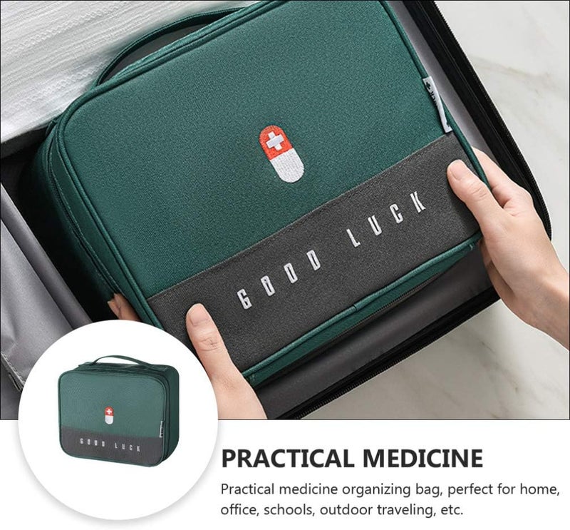 ويوبلز حقيبة إسعافات أولية فارغة، حقيبة تخزين أدوية، حقيبة سفر طوارئ خفيفة الوزن ذات سعة كبيرة، حقيبة أدوية للعائلة، مناسبة للمشي لمسافات طويلة والتخييم وركوب الدراجات (أخضر) - Image 2
