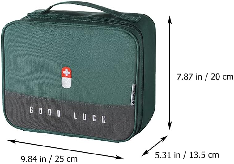ويوبلز حقيبة إسعافات أولية فارغة، حقيبة تخزين أدوية، حقيبة سفر طوارئ خفيفة الوزن ذات سعة كبيرة، حقيبة أدوية للعائلة، مناسبة للمشي لمسافات طويلة والتخييم وركوب الدراجات (أخضر) - Image 3