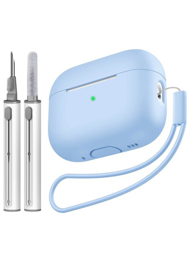 Tandoler Compatible with Airpods Pro 2 Case, Soft Silicone Skin Cover Protective Cases with Cleaner kit and Lanyard Compatible for AirPod Pro 2nd Generation, Front LED Visible-Denim Blue - Image 1