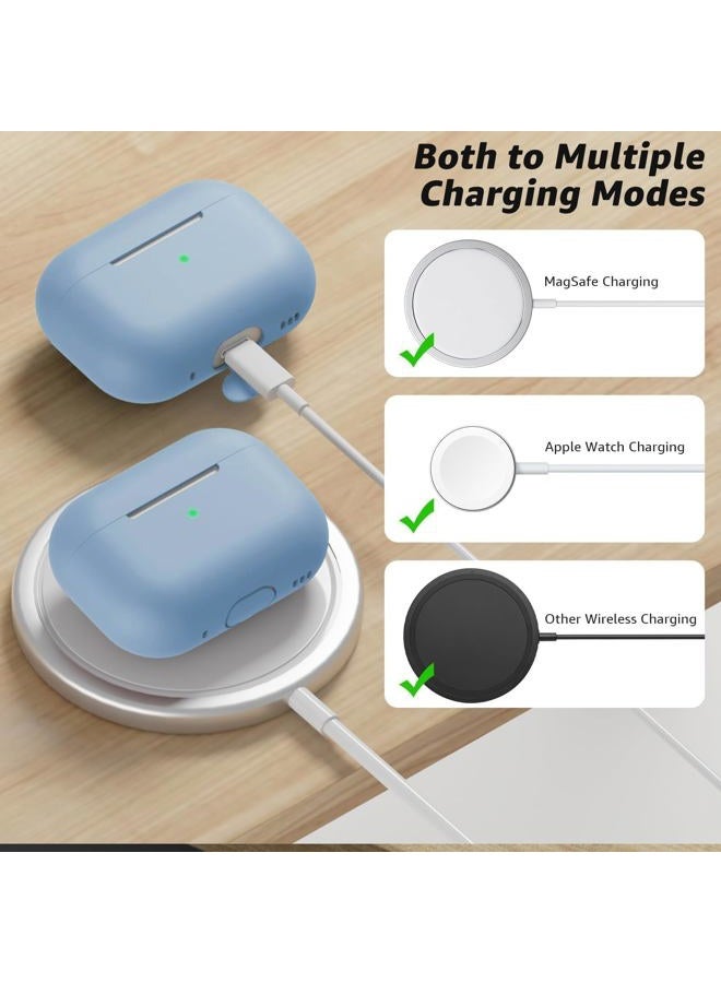 Tandoler Compatible with Airpods Pro 2 Case, Soft Silicone Skin Cover Protective Cases with Cleaner kit and Lanyard Compatible for AirPod Pro 2nd Generation, Front LED Visible-Denim Blue - Image 4