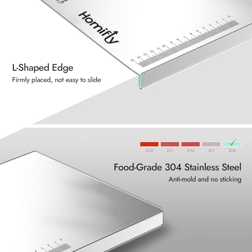 HOMIFLY 304 Stainless Steel Chopping Board/Cutting Board/Non Slip/Chopping Board for Kitchen/Vegetable Cutting Board/Kitchen Cutting Boards/Vegetable Cutter Steel (35.5 x 31 cm) - Image 3