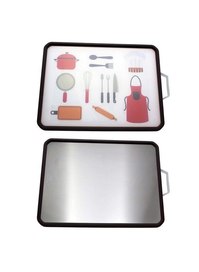 AMOUR Amour Double-Sided Stainless Steel Extra Large Cutting Board for Kitchen, Easy-Grip Handles  - Image 5