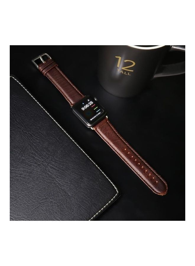 NIBEMINENT Replacement Strap For Apple Watch Series Dark Brown - Image 2