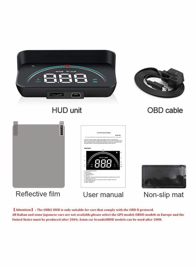 HUD Display lesgos Vehicle Speedometer Head Up Display with Hood Speed Warning HUD Projector for Cars and Trucks with OBD II or EUOBD - Image 2