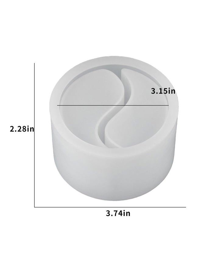 japleed Tai Chi Candle Holder Silicone Mold Yin Yang Candle Vessels Resin Concrete Cement Mold Unique Silicone Resin Jar Box Container Storage Mold DIY Jewelry Trinket Holder Succulent Pot Decoration - Image 2