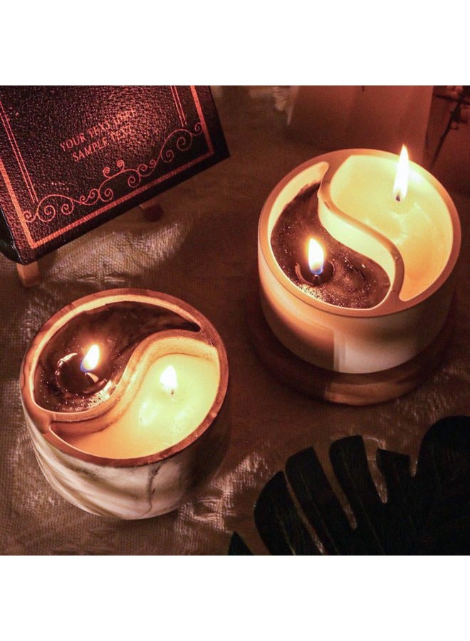 japleed Tai Chi Candle Holder Silicone Mold Yin Yang Candle Vessels Resin Concrete Cement Mold Unique Silicone Resin Jar Box Container Storage Mold DIY Jewelry Trinket Holder Succulent Pot Decoration - Image 4
