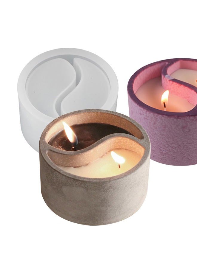 japleed Tai Chi Candle Holder Silicone Mold Yin Yang Candle Vessels Resin Concrete Cement Mold Unique Silicone Resin Jar Box Container Storage Mold DIY Jewelry Trinket Holder Succulent Pot Decoration - Image 1