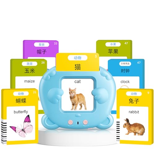 AHJ Chinese English Talking Flash Cards for Toddlers Bilingual Flash Cards Learning Montessori Toys with 224 Sight Words Speech Therapy Toys for Children Sensory Preschool Education Gifts - Image 1